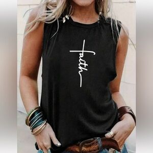 4/$10🎄Black Faith Graphic Muscle Tee